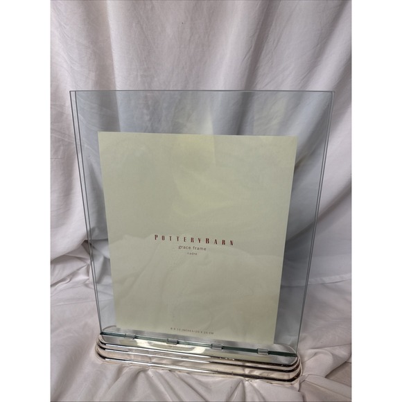 Pottery Barn Other - Y2K Pottery Barn Grace Table Floating Glass Picture Frame Chrome Weighted Stand